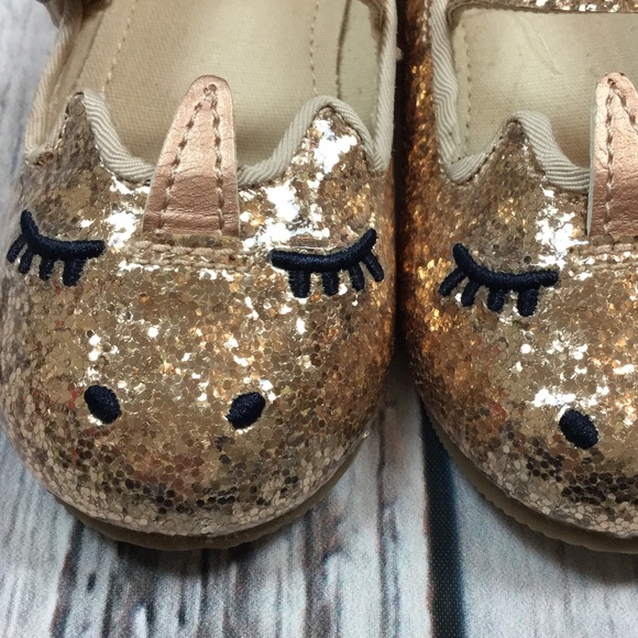 Gap Girls 5 Toddler Gold Unicorn Dress Shoes - Picture 2 of 4